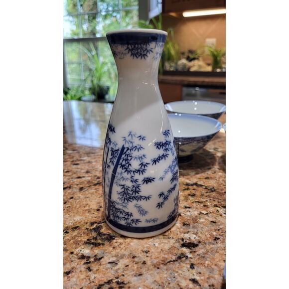 Matching Set (12) ASIAN Bamboo Porcelain Rice Bowls/2 Sushi Plates/1 Vase - Picture 11 of 16